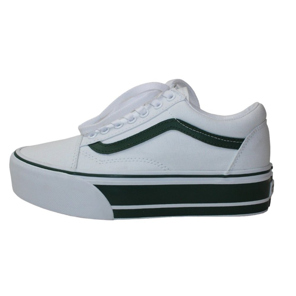 VANS Classic White Green 2" Platform Sneakers Men's 6.5 NEW!   (Women's 8)